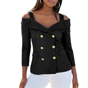 NWOT Alexia Admor Black Off Shoulder Blazer Size 12